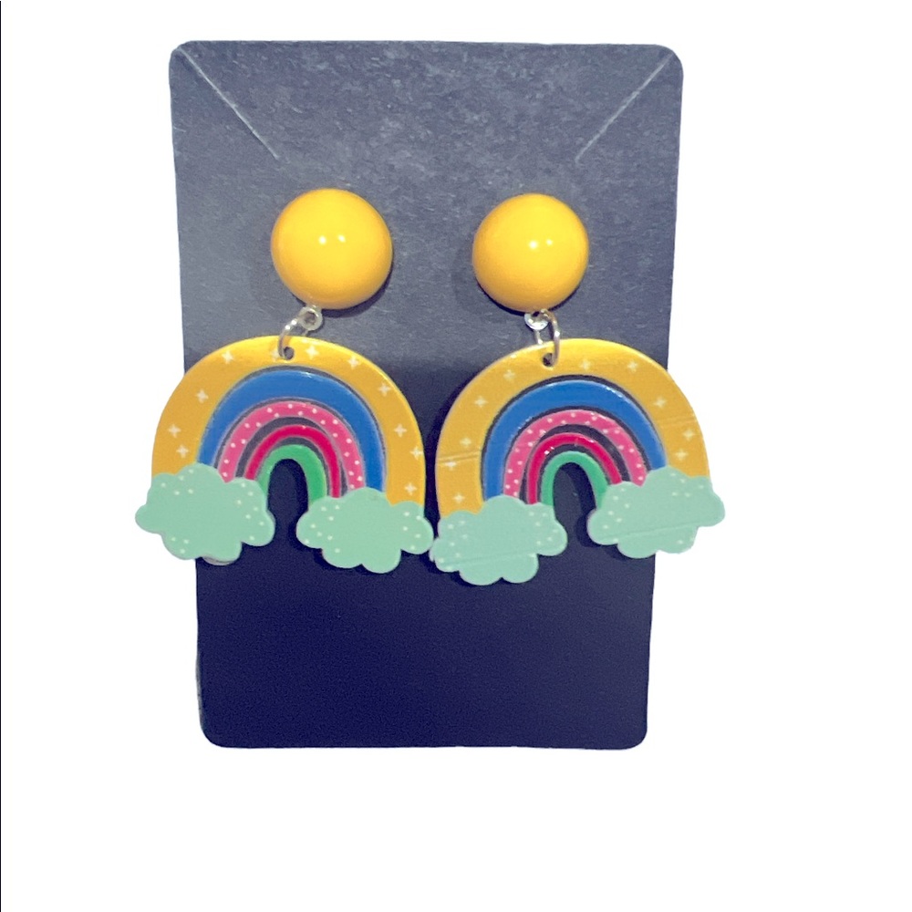 Rainbow earrings. Butterfly backing. Nickel free.Bundle to save shipping cost.